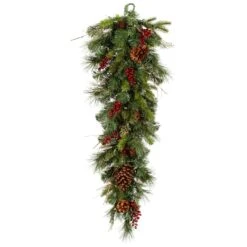 Vickerman Unlit Artificial Christmas Teardrop With Berries And Pine Cones (23346)