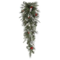 Vickerman Pre-Lit Artificial Christmas Teardrop With Frosted Pine Cones And Red Berries (27672)
