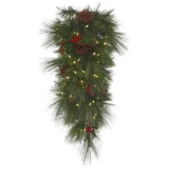 Vickerman Pre-Lit Artificial Christmas Teardrop With Pine Cones And Berries (373163)